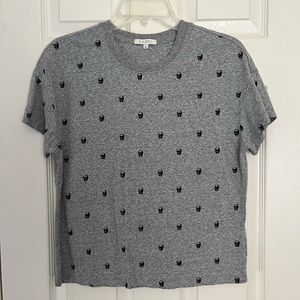 Z Supply Grey & Black Skull Cropped Tee size Large
